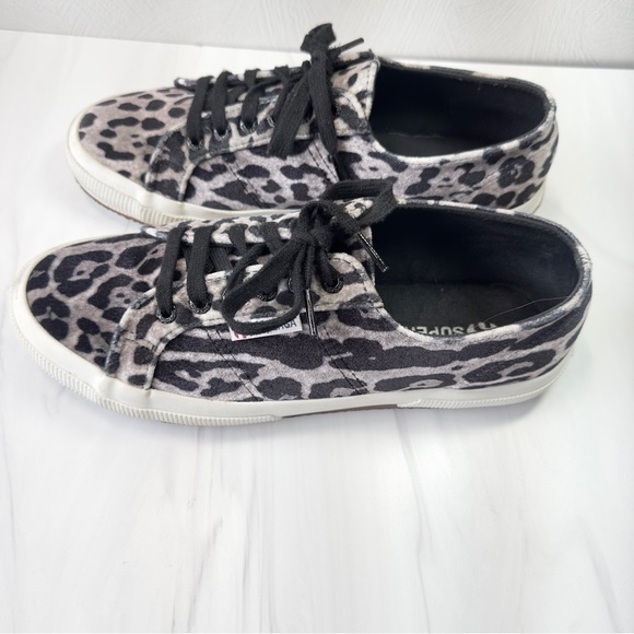 Superga 2750 Cotu Classic Gray Velvet Leopard Print Sneaker Wm Size 9.5 UK 41 - Picture 5 of 9
